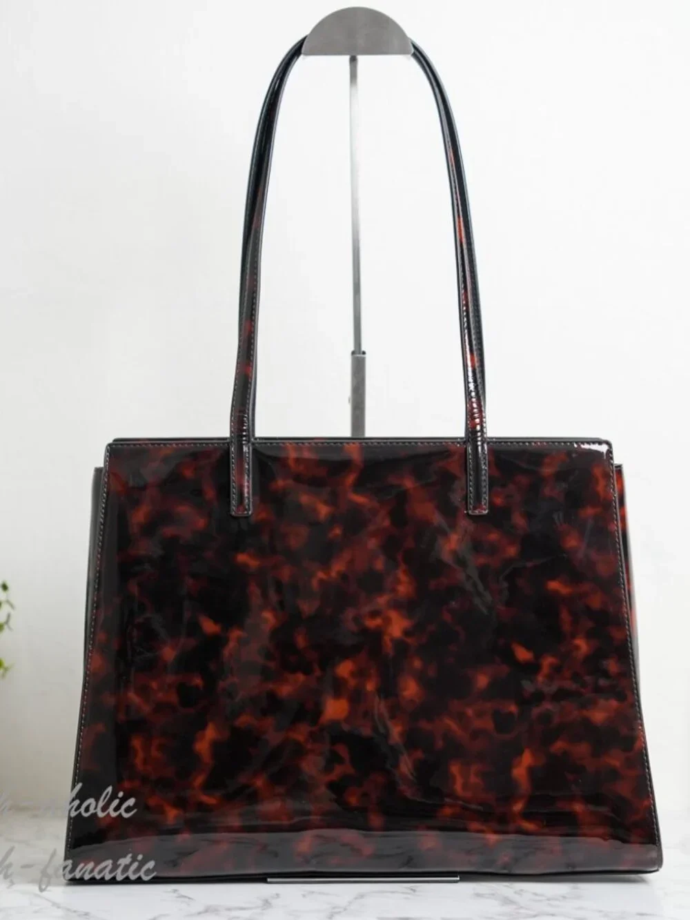 Tory Burch Emerson Tortoise Patent Leather Work Tote 165968 NWT - Picture 4 of 11